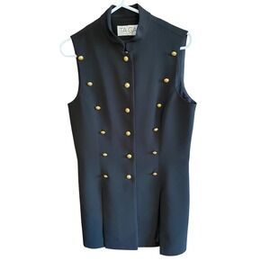 TAGA Paris Black Military Vest Gold Buttons Power Dressing Statement Top 8